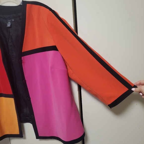 Vintage Sandra Oversized Colorblock Blazer Jacket Bold 20W - Picture 7 of 12